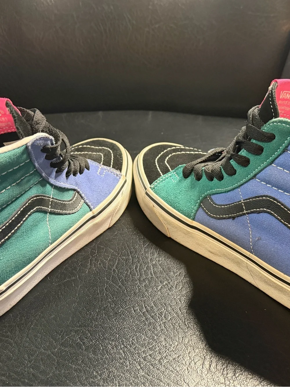 Vans Kids High-Top Sneakers in Black with Teal & Lavender Panels